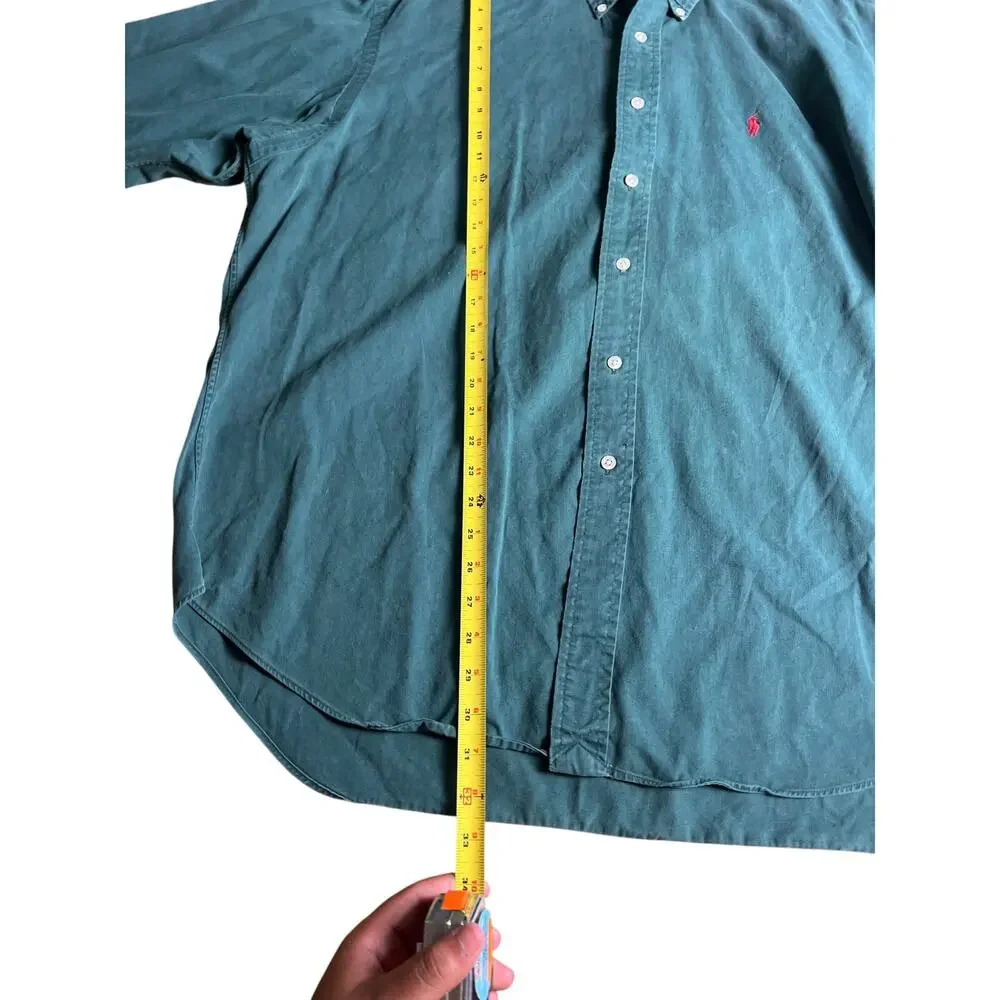 Vintage Polo Ralph Lauren Green Shirt Mens XL 100% Cotton